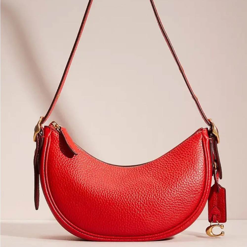 Coach Red Crescent Shoulder Bag with Gold Accents